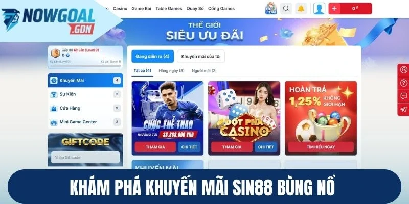 Khám phá khuyến mãi Sin88 bùng nổ 