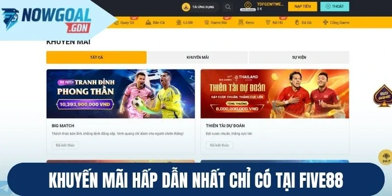 Khuyến mãi hấp dẫn nhất chỉ có tại Five88