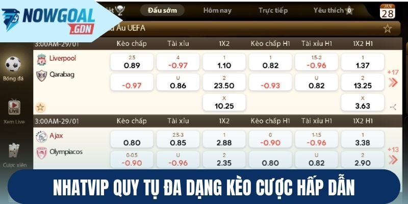 Nhatvip quy tụ đa dạng kèo cược hấp dẫn